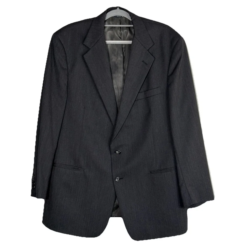 Vintage Polo Ralph Lauren Blazer 46L USA Union Made Wool Herringbone Suit Jacket